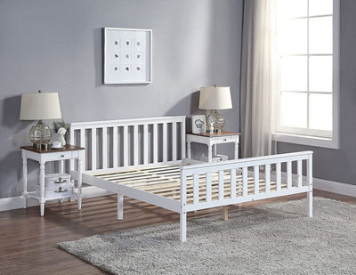 White wooden deals twin bed frame