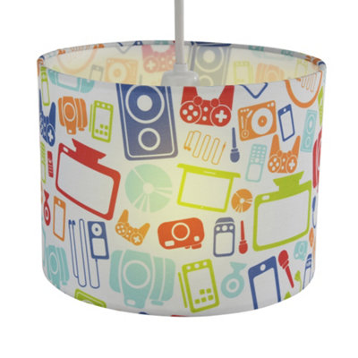 Small Drum Cotton Light Shade (D)20cm, Table Lamp Lightshade Lampshade Gaming Console Technology Childs Kids, Nursery Bedroom