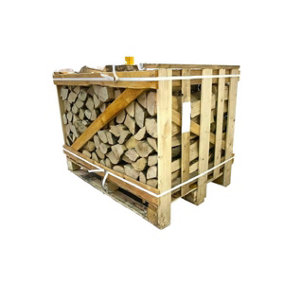 SMALL FIREWOOD CRATE FULL OF BIRCH LOGS