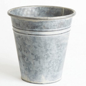 Small Florist's Bucket - Grey Galvanised Steel Vase for Fresh or Artificial Flower Stem Bouquet Arrangements - Measures 20 x 20cm