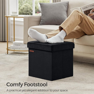Small Foldable Ottoman with Storage, Cube Footrest Bench for Living ...