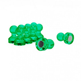 Small Green Acrylic Push Pin Magnet for Fridge, Whiteboard, Noticeboard, Filing Cabinet - 11mm dia x 17mm tall - Pack of 10