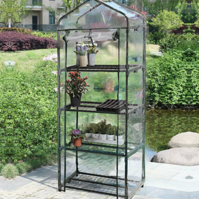 Small Greenhouse Garden 4 Tier Portable Outdoor Green house Growhouses Garden Structures with Shelving & Cover