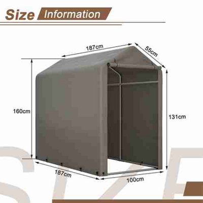 Small Grey Backyard Waterproof Bicycle Motorbike Storage Tent PE Shelter - 4