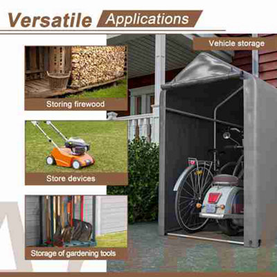 Small Grey Backyard Waterproof Bicycle Motorbike Storage Tent PE Shelter - 5