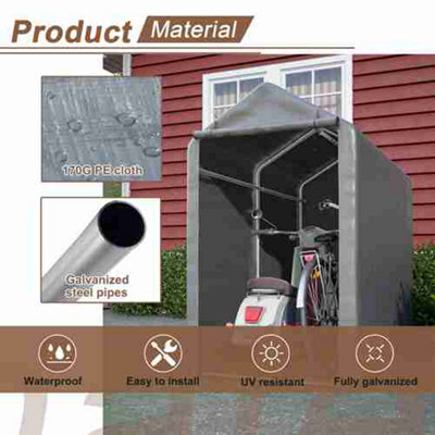 Small Grey Backyard Waterproof Bicycle Motorbike Storage Tent PE Shelter - 7