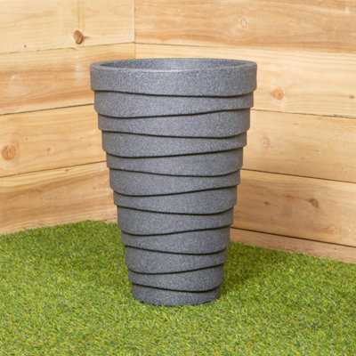 Small Grey Charcoal Effect Garden Trojan Plant Pot 46cm Tall 33cm Wide