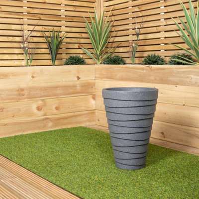 Small Grey Charcoal Effect Garden Trojan Plant Pot 46cm Tall 33cm Wide