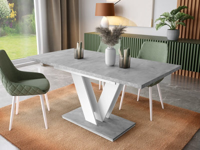 Small Grey Table Extending Dining Kitchen Table Modern Compact Seats 6 8 Masy