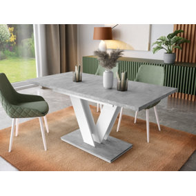 Small Grey Table Extending Dining Kitchen Table Modern Compact Seats 6 8 Masy