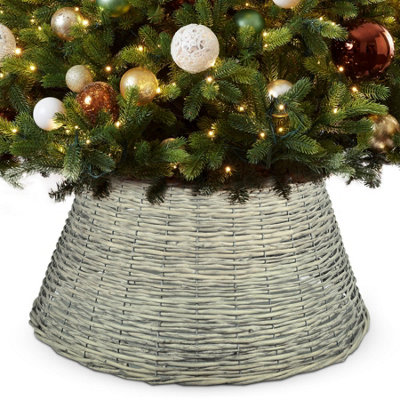 SMALL GREY Willow Xmas Tree Skirt Base Cover