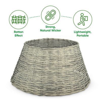SMALL GREY Willow Xmas Tree Skirt Base Cover - 3