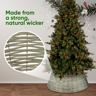 SMALL GREY Willow Xmas Tree Skirt Base Cover - 4