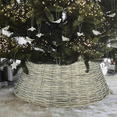 SMALL GREY Willow Xmas Tree Skirt Base Cover - 6