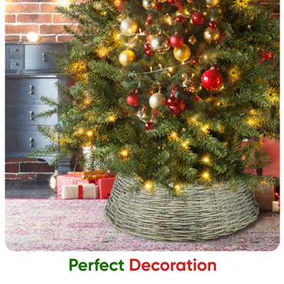 SMALL GREY Willow Xmas Tree Skirt Base Cover - 8