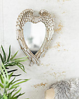 Small Heart Shaped Feathered Mirror