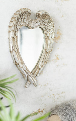 Small Heart Shaped Feathered Mirror