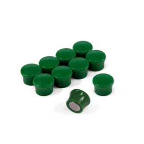 Small High Power Green Memo Board Magnets for Fridge, Whiteboard, Noticeboard, Filing Cabinet - Pack of 10