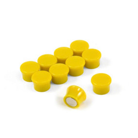 Small High Power Yellow Memo Board Magnets for Fridge, Whiteboard, Noticeboard, Filing Cabinet - Pack of 10