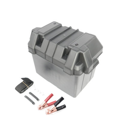 Small Leisure Battery Box, Black + FREE Battery Clamps, for Boat, Yacht ...