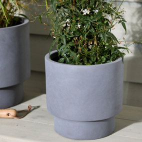 Small Light Grey Fibre Clay Indoor Outdoor Garden Planter Houseplant Flower Plant Pot