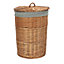 Small Light Steamed Round Linen Basket with Grey Sage Lining