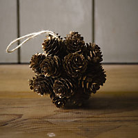 Small Natural Pinecone Ball - Hanging or Freestanding Indoor Home Ornament Decoration - Measures 10cm Diameter