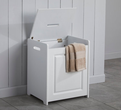 Small Panelled Laundry Storage Box in White