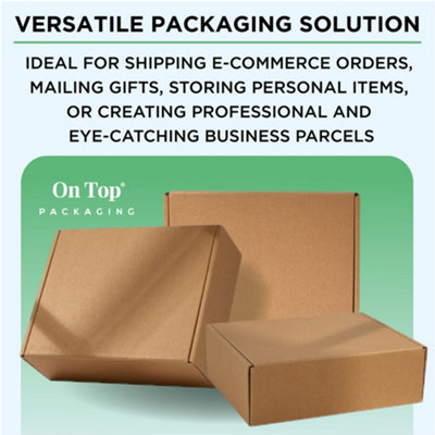 Small Parcel Boxes - Dimensions: 20.8cm X 13cm X 6.8cm - Perfectly Sized For Royal Mail Small Packages (Pack Of 10) UK Made - Premium E-flute Brown Corrugated Cardboard Cardboard Box