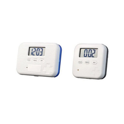 Small Pill Box with Vibrating or Audible Alarm, 4cm Screen with Countdown Timer & 4 Compartments - Measures H2 x W6.5 x D6.5cm