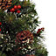 Small Pine Cone & Berries Christmas Tree with Hessian Base, Tabletop Artificial Pine Mini Christmas Tree 45cm/1.5ft
