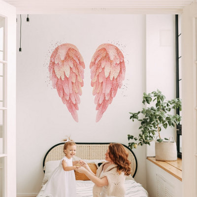 Small Pink Angel Wings Wall Sticker