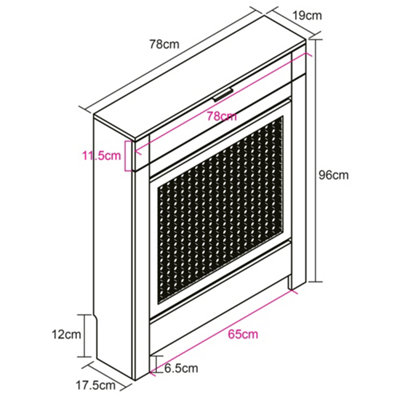 Small Radiator Cover with Drawer and Rattan Panels in Black - 6