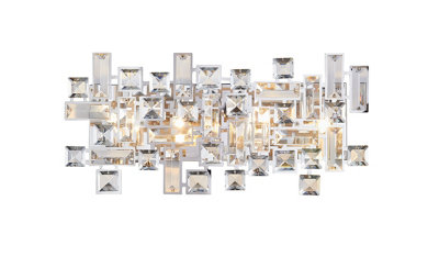 Small rectangular modern ceiling light with clear crystals and mirror effect