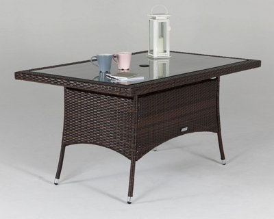 Small Rectangular Rattan Dining Table in Chocolate with Free Outdoor Cover
