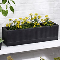 Small Rib Black Ribbed Finish Fibre Clay Indoor Outdoor Garden Plant Pots Houseplant Flower Planter