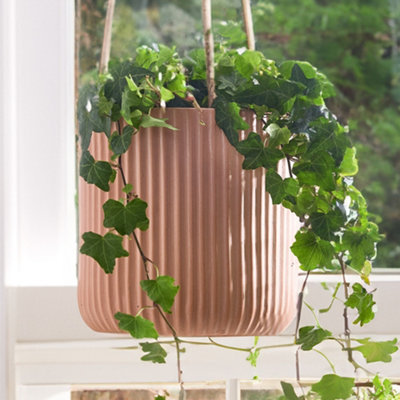 Small Rib Terracotta Hanging Planter Indoor Balcony Planter Outdoor Garden Planter Flower Plant Pot