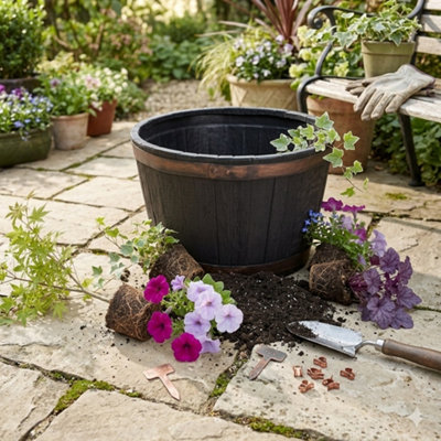 hanging planter terra cotta Triple Hanging Clay Pot Planter – Plow & Hearth main image 1
