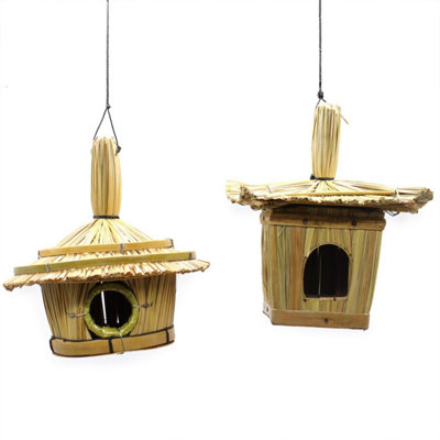 Small Round Seagrass Bird Box - Handwoven Rustic Garden Nester