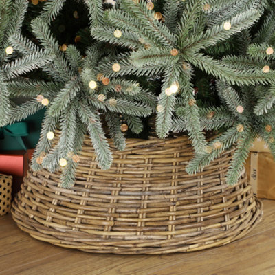 SMALL RUSTIC WICKER XMAS CHRISTMAS TREE DECORATION CHRISTMAS TREE SKIRT ...