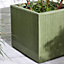 Small Sage Green Ribbed Finish Fibre Clay Indoor Outdoor Garden Plant Pots Houseplant Flower Planter