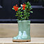 Small Sage Green Wellingtons Boots Outdoor Ceramic Flower Pot Garden Planter Pot Gift for Gardeners