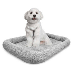 Small-Sized Comfort: Grey Faux Fur Dog Crate Bedding