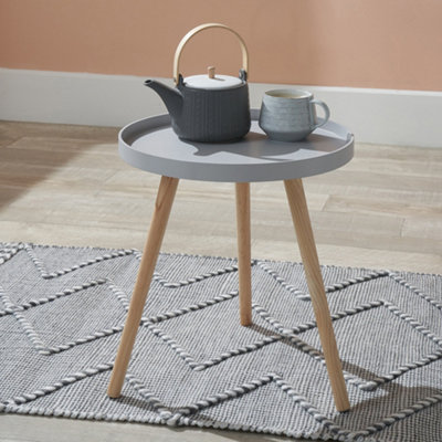 Small Soft Grey Round Tripod Side Table