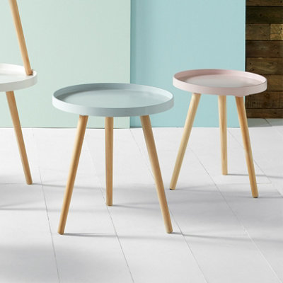 Small Soft Grey Round Tripod Side Table
