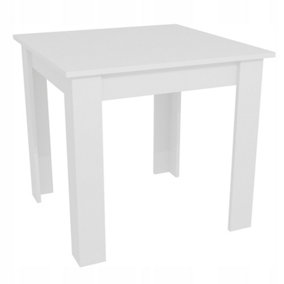 Small Square Dining Table (80x80x75cm) in White color - Wooden Kitchen Table for Small Spaces - Dining Room Table 2-4 Seater