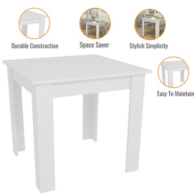 Small Square Dining Table (80x80x75cm) in White color - Wooden Kitchen ...