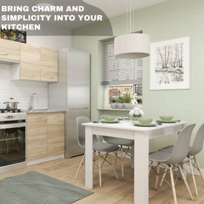 Small Square Dining Table (80x80x75cm) in White color - Wooden Kitchen ...