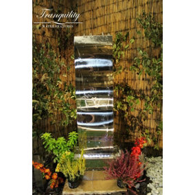 Small Stainless Steel Wave Modern Metal Mains Plugin Powered Water Feature