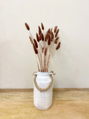Small Stone Vase with Rope Han